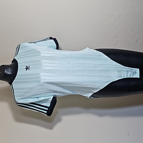 adidas Pants - NWOT Adidas 3 Strip Minty Blue Green Bodysuit Tee Shirt Sz. XL